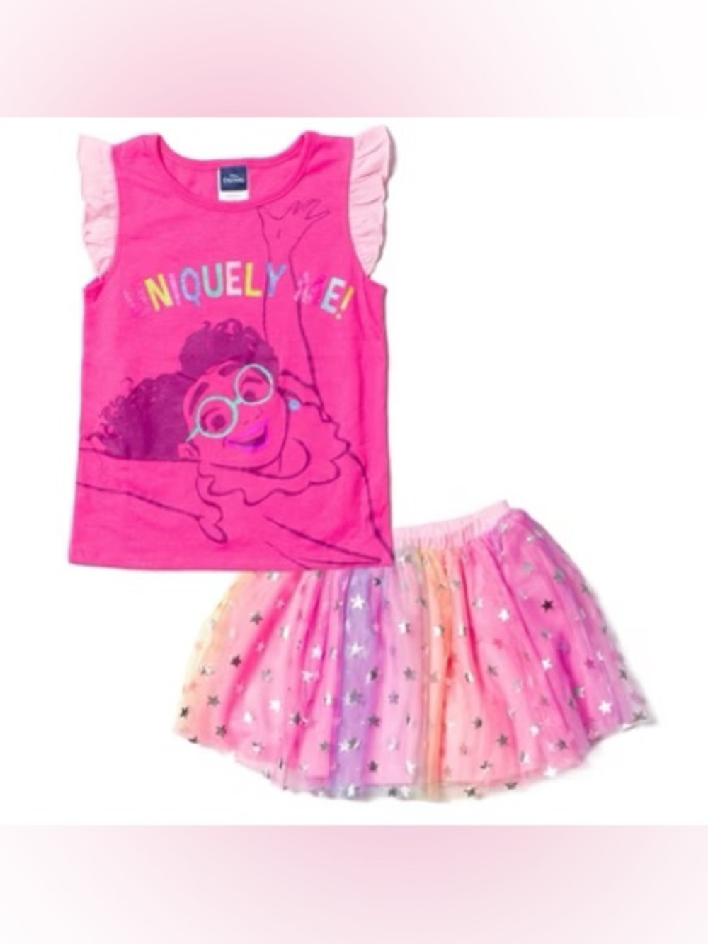 Disney Encanto Pink Tee with Glitter Letters & Tulle Skirt Set - Picture 2 of 4
